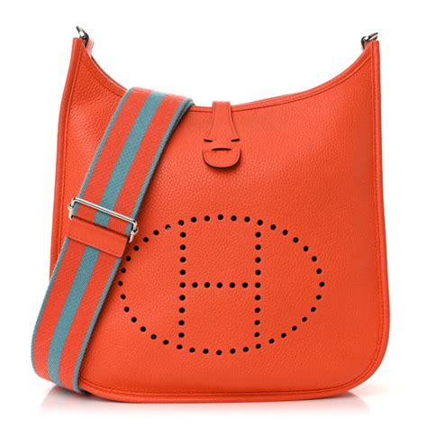 HERMES Taurillon Clemence Amazone Evelyne III PM Orange 